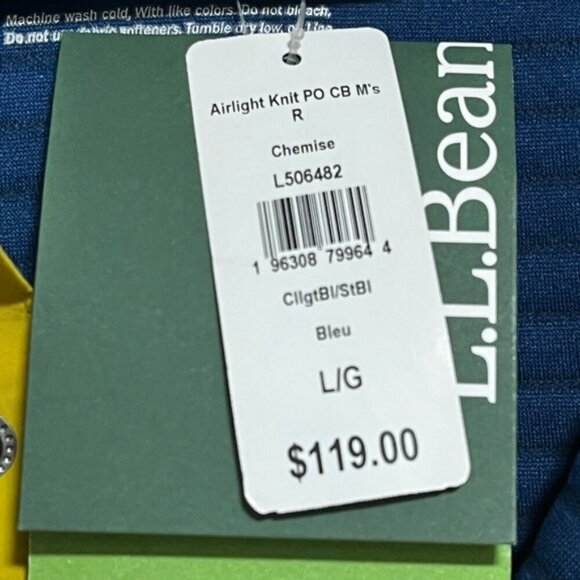 NWT L.L. Bean AirLight Knit Pullover Snap Fleece - Men’s L - Blue Colorblock - Picture 4 of 11